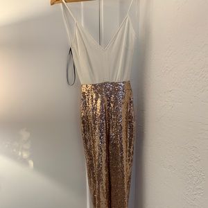 White and gold sparkle jumpsuit